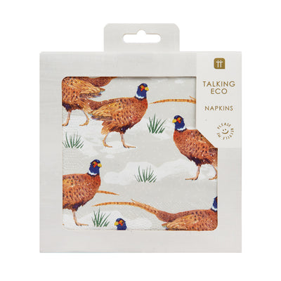 Botanical Pheasant Recyclable Christmas Napkins - 20 Pack