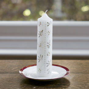 Botanical Mistletoe Christmas Pillar Advent Candles