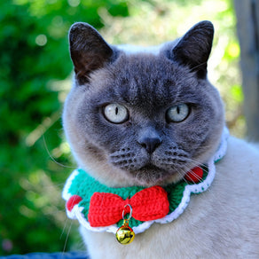 Crochet Christmas Cat Collar