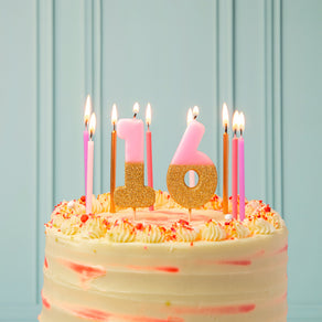 We Heart Pink Birthday Candles, 10cm - 16 Pack