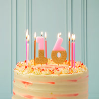 Pink Glitter Number Candle - 6