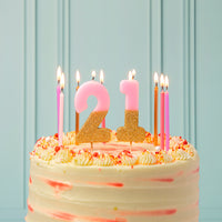 Pink Glitter Number Candle - 2