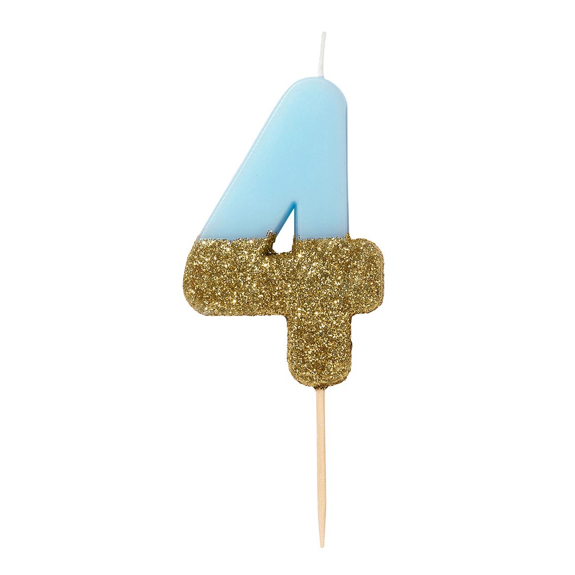 Blue Glitter Number Candle - 4