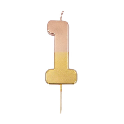 Rose Gold Dipped Number Candle - 1