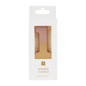 Rose Gold Dipped Number Candle - 1