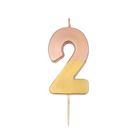 Rose Gold Dipped Number Candle - 2