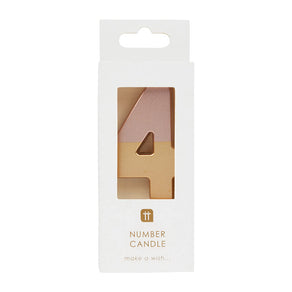 Rose Gold Dipped Number Candle - 4