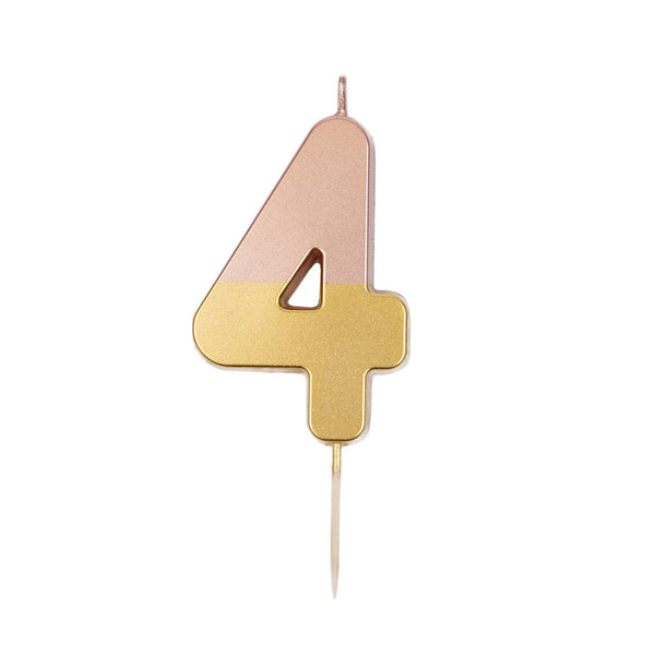Rose Gold Dipped Number Candle - 4