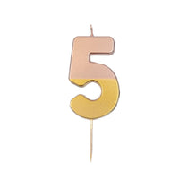 Rose Gold Dipped Number Candle - 5