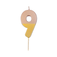 Rose Gold Dipped Number Candle - 9