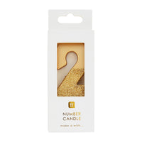 Gold Glitter Number Candle - 2