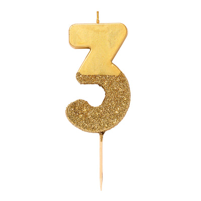Image - We Heart Birthdays Gold Glitter Number Candle 3