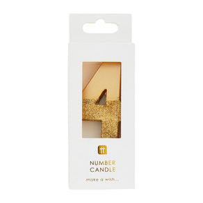 Gold Glitter Number Candle - 4