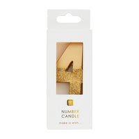 Gold Glitter Number Candle - 4