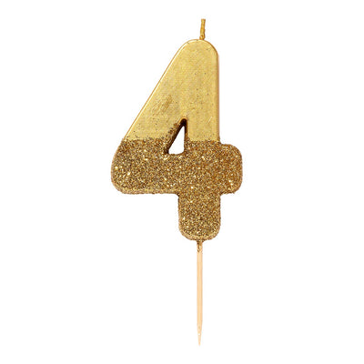 Gold Glitter Number Candle - 4