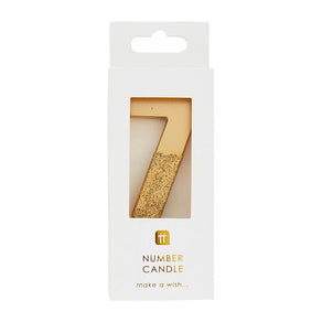 Gold Glitter Number Candle - 7