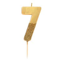 Gold Glitter Number Candle - 7