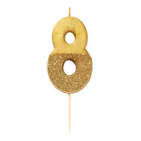 Gold Glitter Number Candle - 8