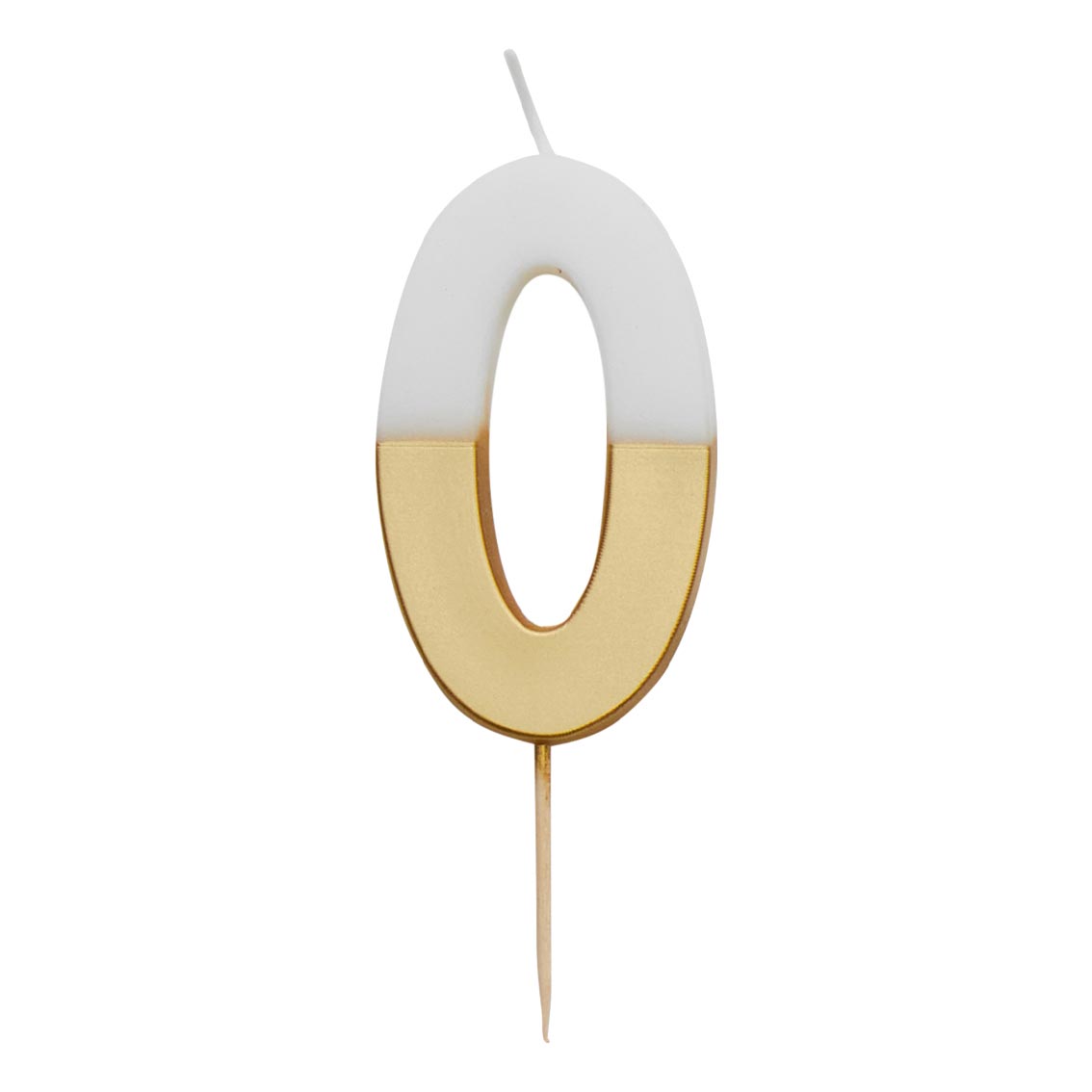 White & Gold Number Candle - 0