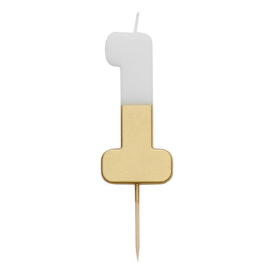 Image - White & Gold Number Candle  -  1