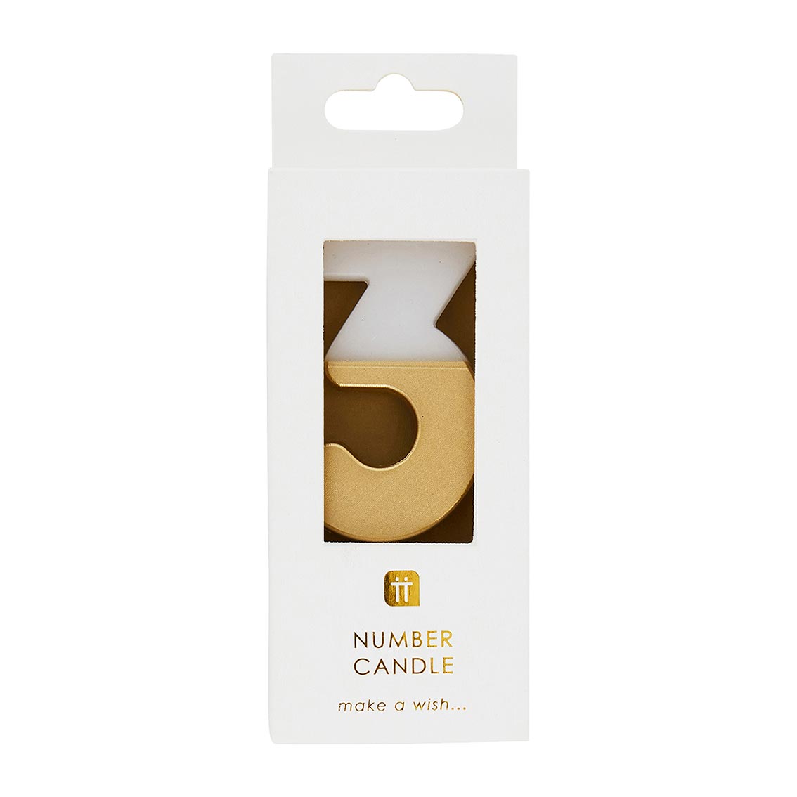 White & Gold Number Candle - 3