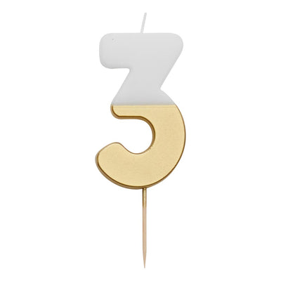 Image - White & Gold Number Candle  -  3