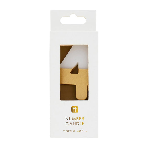 White & Gold Number Candle - 4
