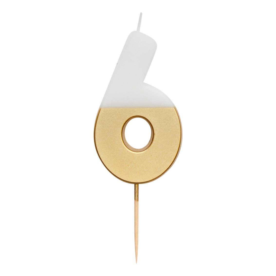 White & Gold Number Candle - 6