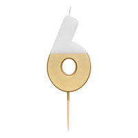 White & Gold Number Candle - 6