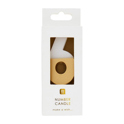 Image - White & Gold Number Candle  -  6