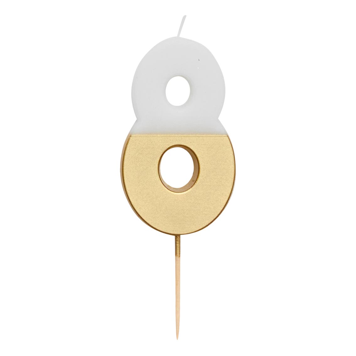 White & Gold Number Candle - 8