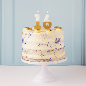 White & Gold Number Candle - 6