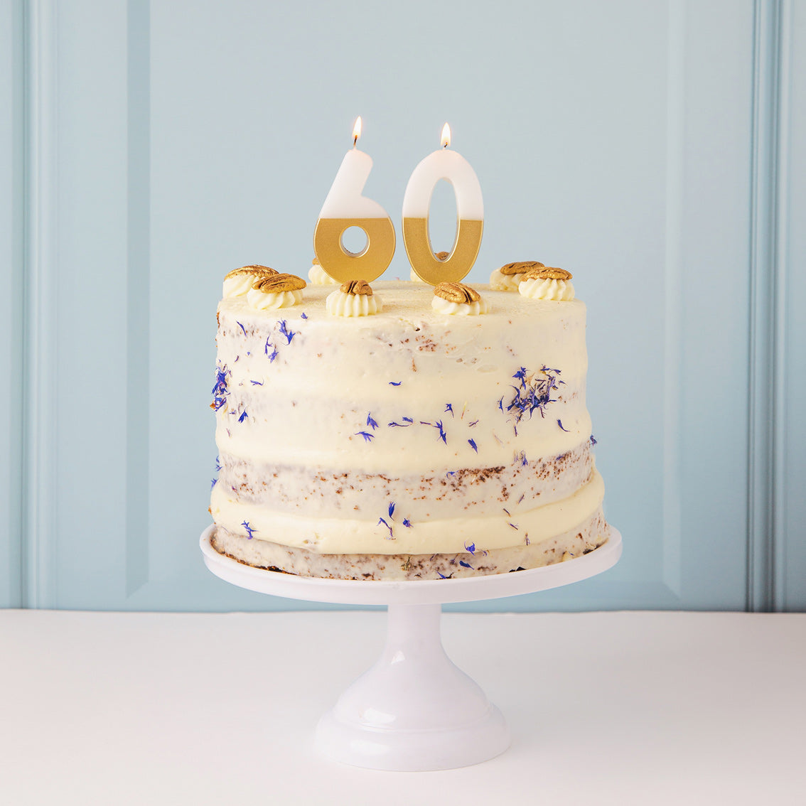 White & Gold Number Candle - 6