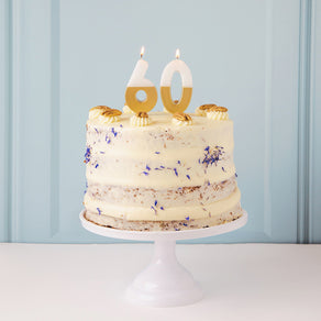 White & Gold Number Candle - 6