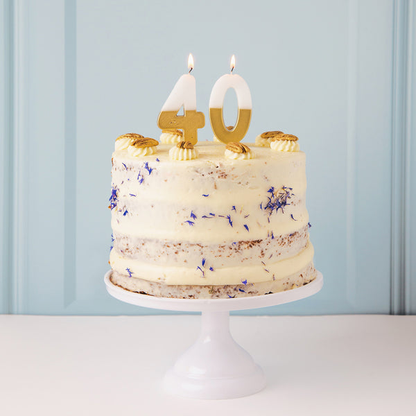 White & Gold Number Candle - 0