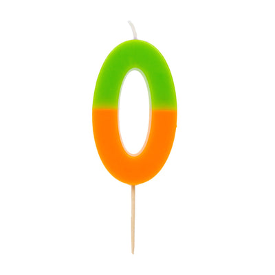 Orange & Green Number Candle - 0