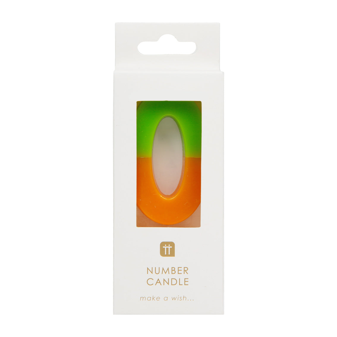 Orange & Green Number Candle - 0