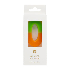 Orange & Green Number Candle - 0