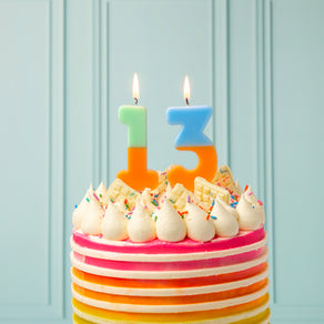 Orange & Mint Green Number Candle - 1