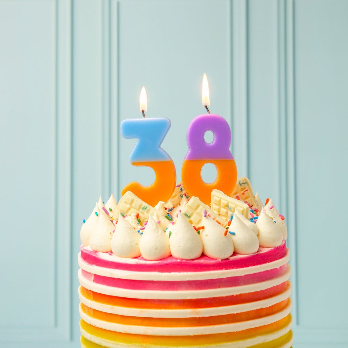 Orange & Purple Number Candle - 8