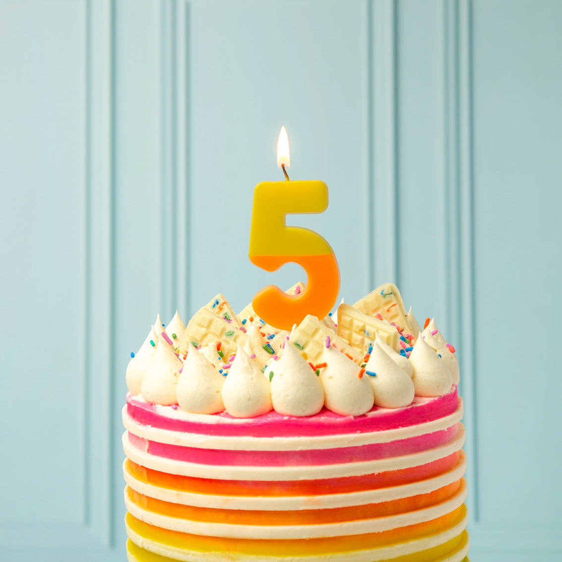 Orange & Yellow Number Candle - 5