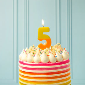 Orange & Yellow Number Candle - 5