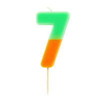 Orange & Sage Green Number Candle - 7
