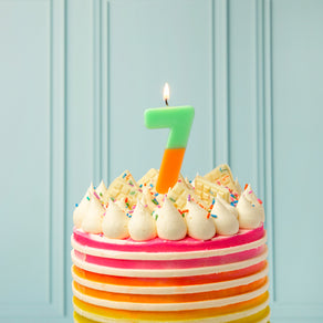 Orange & Sage Green Number Candle - 7