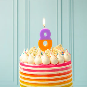 Orange & Purple Number Candle - 8