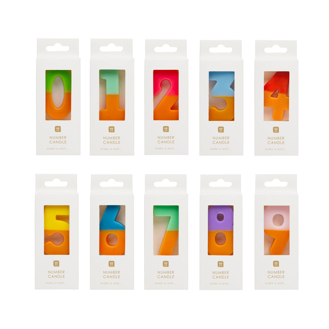 Orange & Multi Coloured Number Candles Starter Set - 0-9