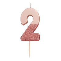 Rose Gold Glitter Number Candle - 2