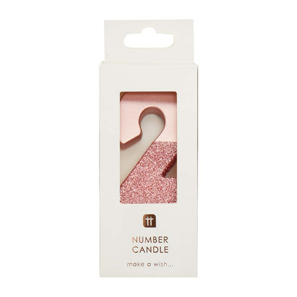 Rose Gold Glitter Number Candle - 2