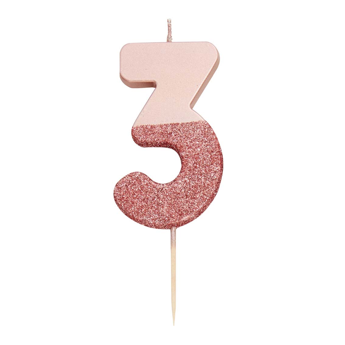 Rose Gold Glitter Number Candle - 3