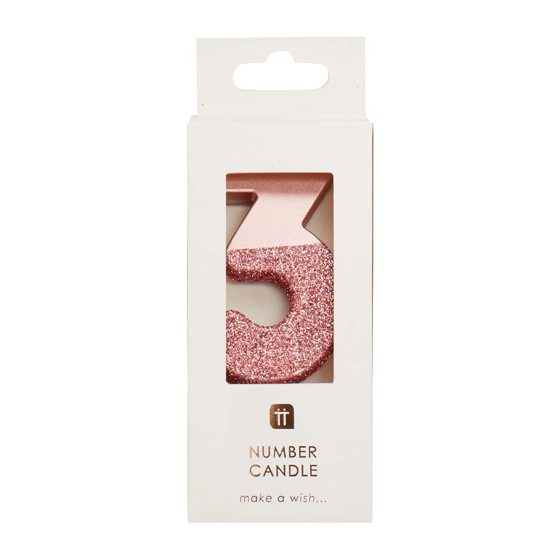 Rose Gold Glitter Number Candle - 3